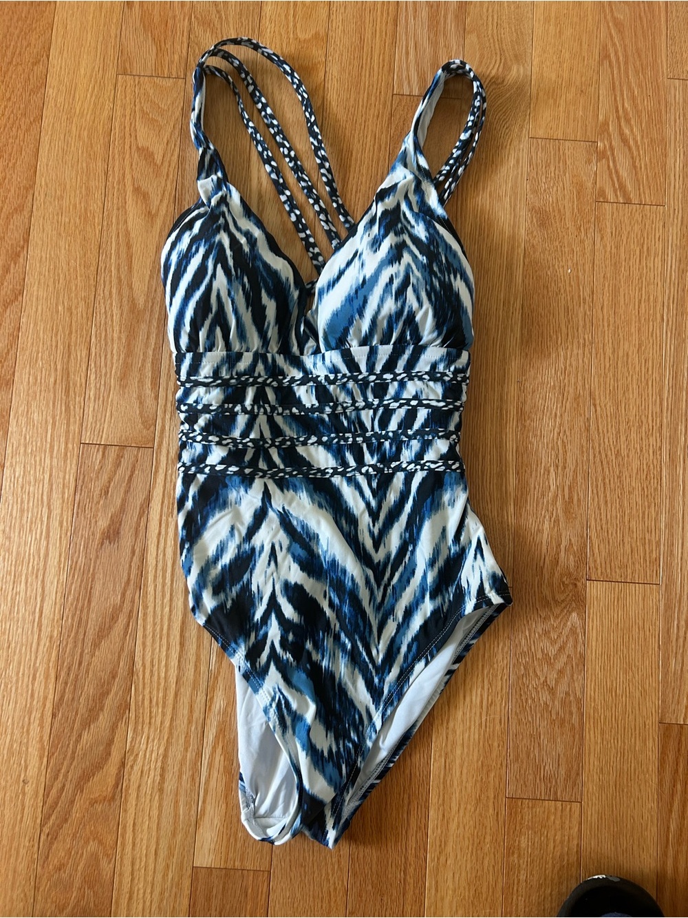 La Blanca Blue and White Printed One-Piece Swimsuit